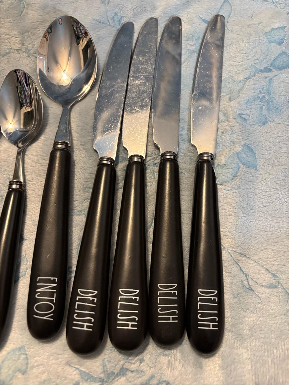 Rae Dunn Black Handle Stainless Steel Flatware Set - Picture 3 of 3